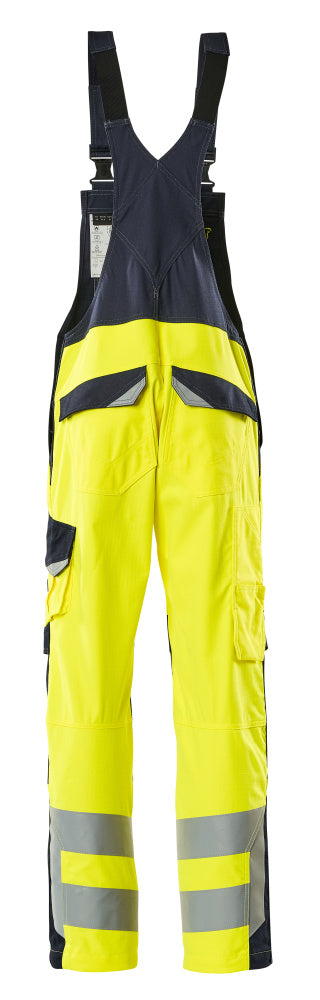 Mascot MULTISAFE Davos Bib & Brace with kneepad pockets 13869 hi-vis yellow/dark navy