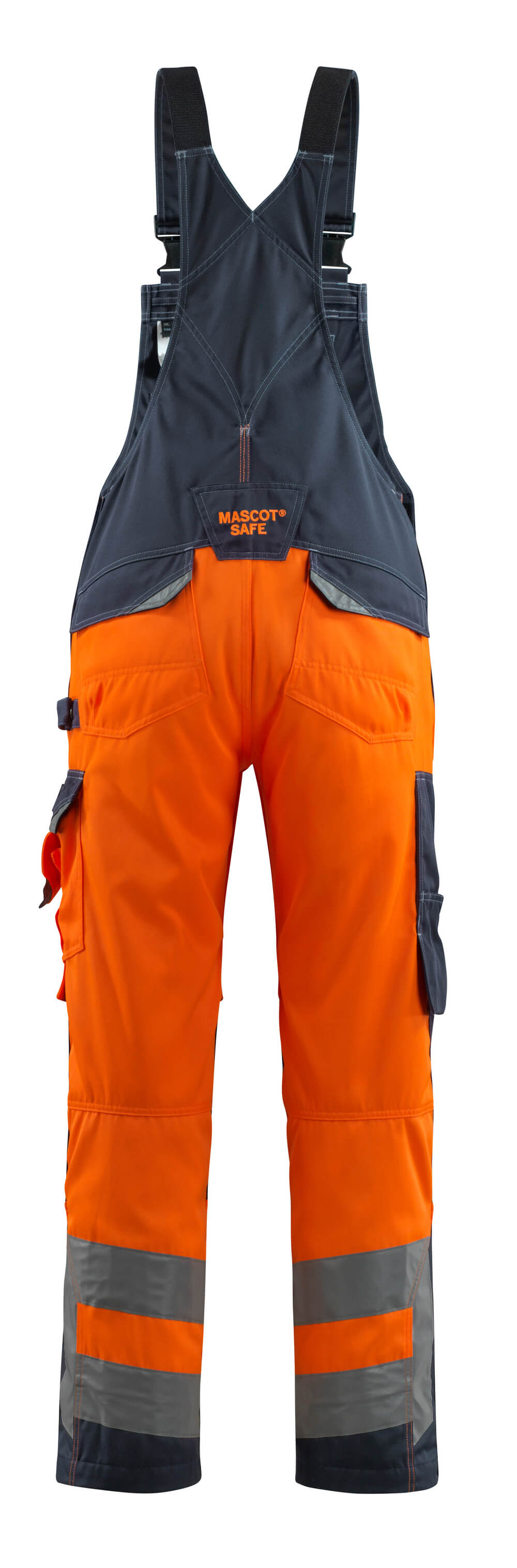Mascot SAFE SUPREME Newcastle Bib & Brace with kneepad pockets 15569 hi-vis orange/dark navy