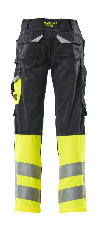 Mascot SAFE SUPREME Leeds Pantalon avec poches genouillères 15679 marine foncé/jaune haute visibilité