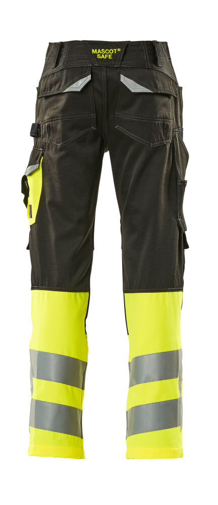 Mascot SAFE SUPREME Leeds Pantalon avec poches genouillères 15679 noir/jaune haute visibilité