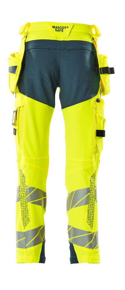 Mascot ACCELERATE SAFE  Trousers with holster pockets 19031 hi-vis yellow/dark petroleum