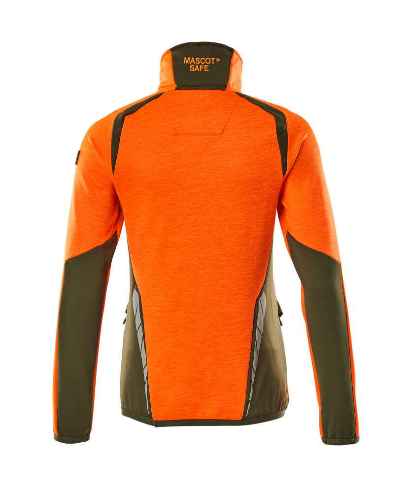Mascot ACCELERATE SAFE Fleece Jumper with half zip 19353 hi-vis orange/moss green