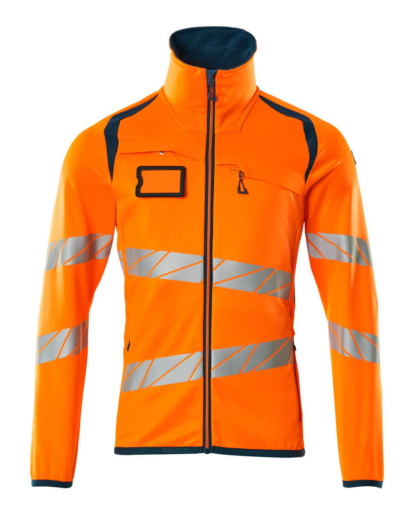 Mascot ACCELERATE SAFE Fleece Jumper with zipper 19103 hi-vis orange/dark petroleum