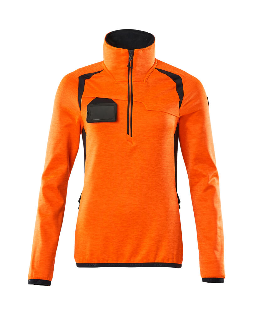 Mascot ACCELERATE SAFE Fleece Jumper with half zip 19353 hi-vis orange/dark navy