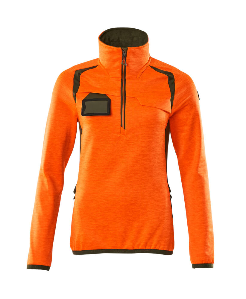 Mascot ACCELERATE SAFE Fleece Jumper with half zip 19353 hi-vis orange/moss green