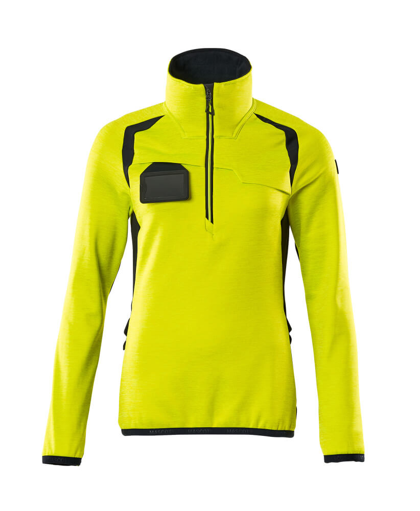 Mascot ACCELERATE SAFE Fleece Jumper with half zip 19353 hi-vis yellow/dark navy