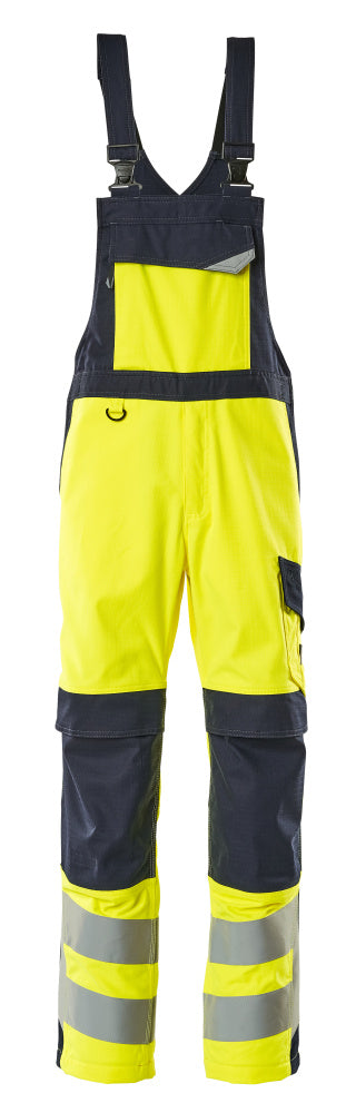 Mascot MULTISAFE  Davos Bib & Brace with kneepad pockets 13869 hi-vis yellow/dark navy