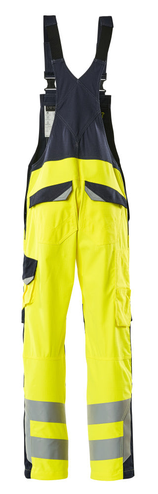 Mascot MULTISAFE  Davos Bib & Brace with kneepad pockets 13869 hi-vis yellow/dark navy