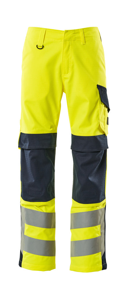 Mascot MULTISAFE Arbon Pantalon avec poches genouillères 13879 jaune haute visibilité/marine foncé