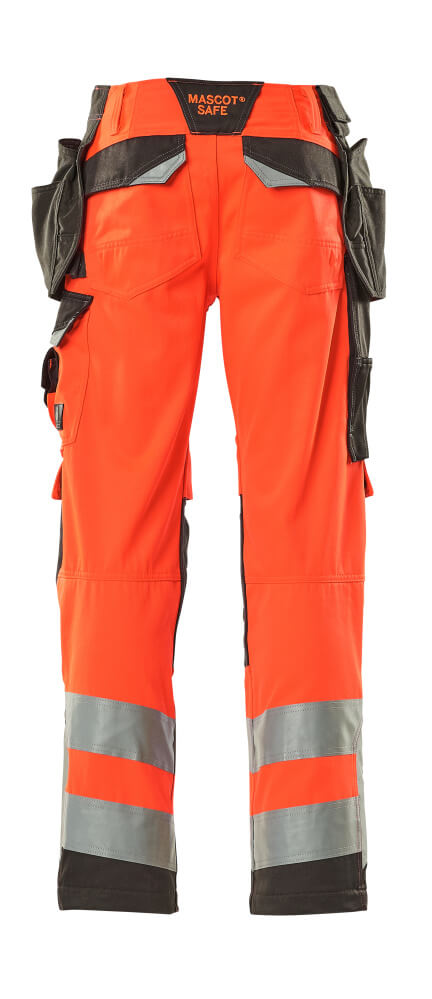 Mascot SAFE SUPREME  Wigan Trousers with holster pockets 15531 hi-vis red/dark anthracite