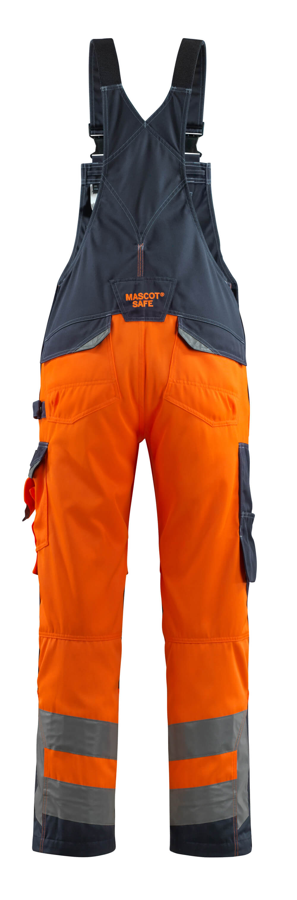Mascot SAFE SUPREME  Newcastle Bib & Brace with kneepad pockets 15569 hi-vis orange/dark navy