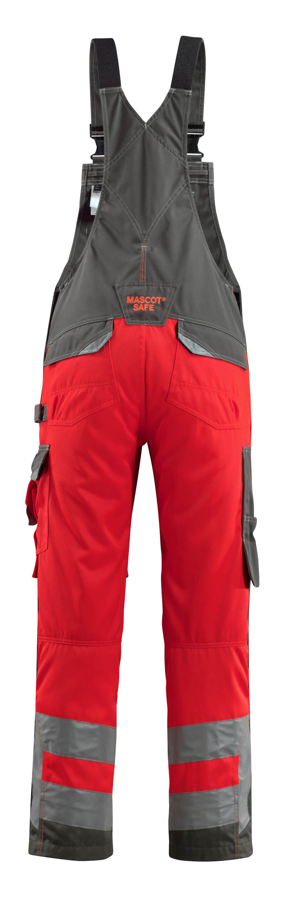 Mascot SAFE SUPREME  Newcastle Bib & Brace with kneepad pockets 15569 hi-vis red/dark anthracite