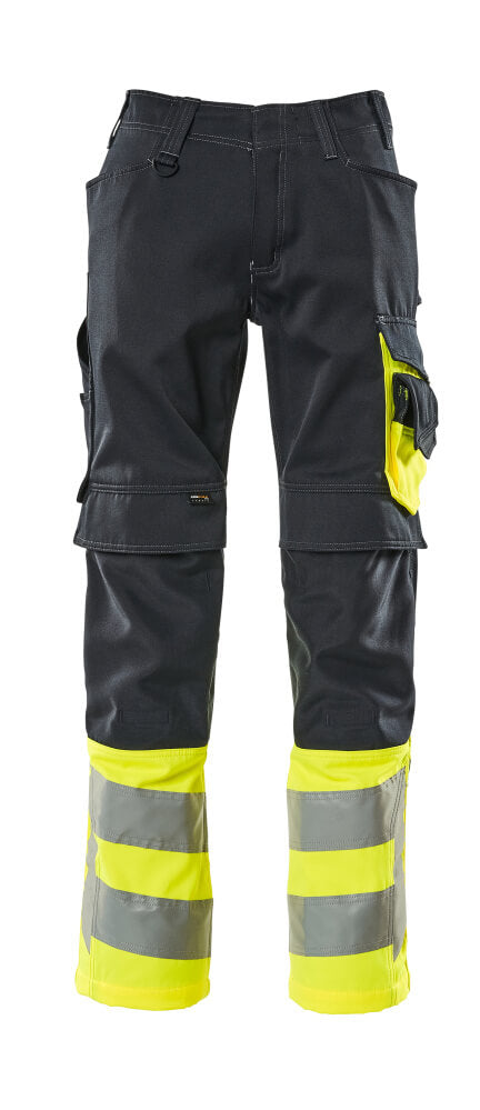Mascot SAFE SUPREME  Leeds Trousers with kneepad pockets 15679 dark navy/hi-vis yellow