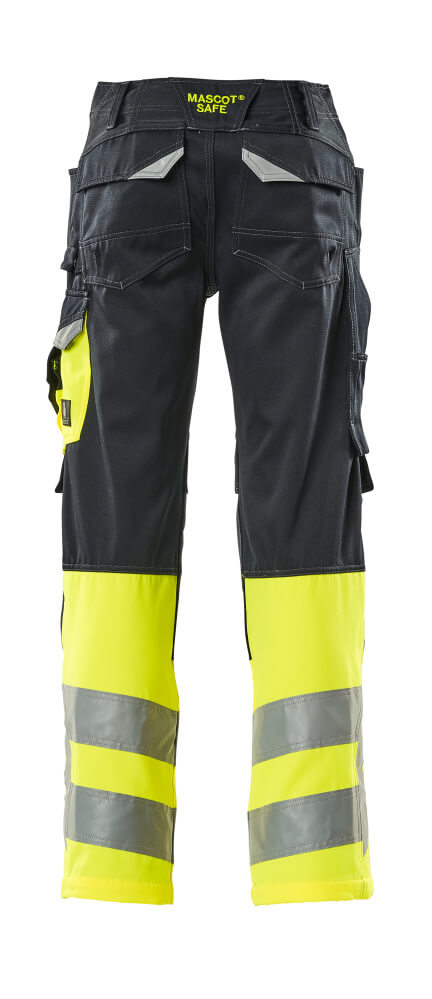 Mascot SAFE SUPREME  Leeds Trousers with kneepad pockets 15679 dark navy/hi-vis yellow