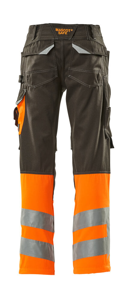 Mascot SAFE SUPREME  Leeds Trousers with kneepad pockets 15679 dark anthracite/hi-vis orange