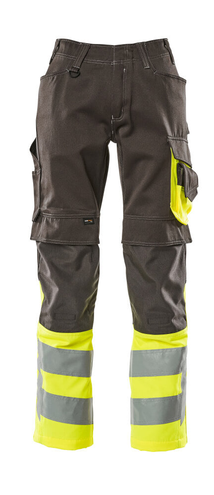 Mascot SAFE SUPREME  Leeds Trousers with kneepad pockets 15679 dark anthracite/hi-vis yellow