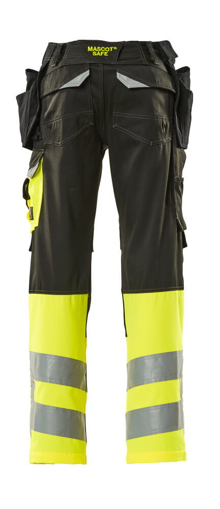 Mascot SAFE SUPREME  Trousers with holster pockets 17531 black/hi-vis yellow