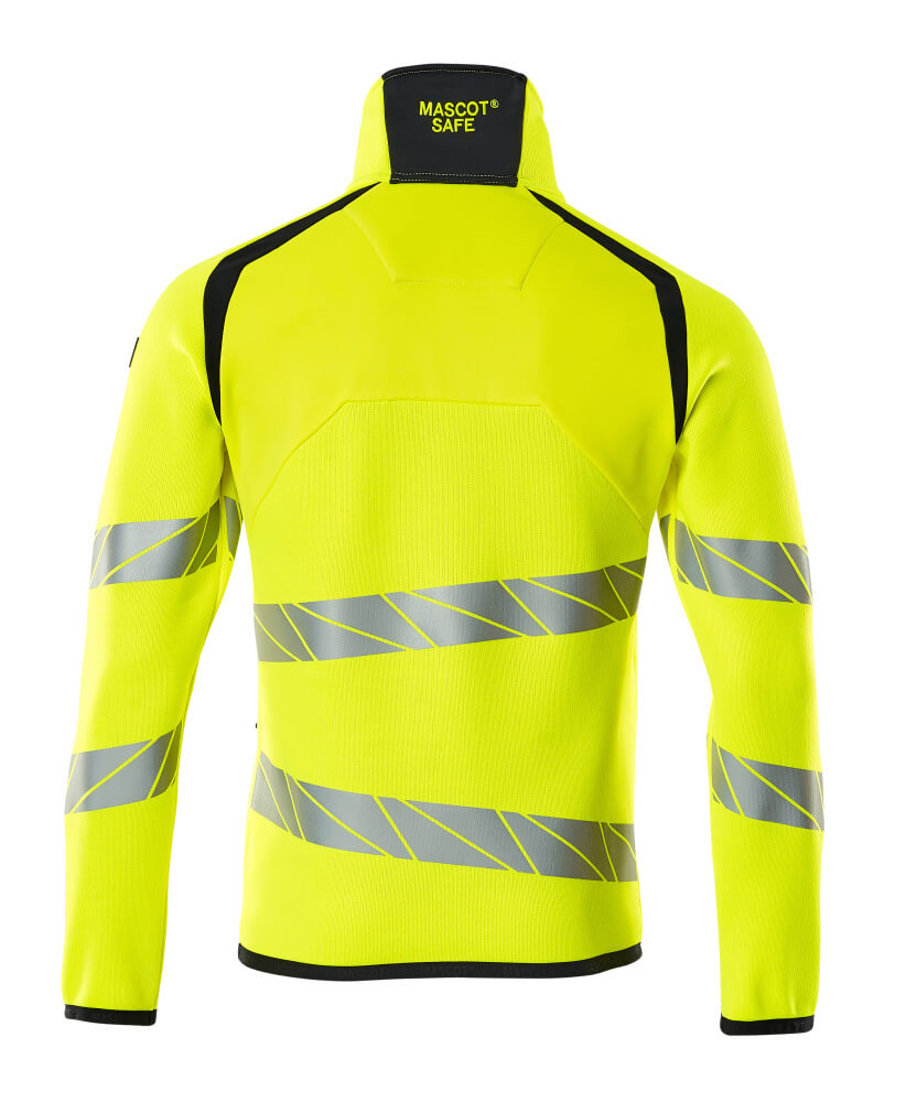 Mascot ACCELERATE SAFE  Knitted Jumper with half zip 19005 hi-vis yellow/dark navy