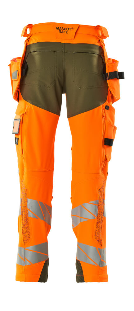 Mascot ACCELERATE SAFE  Trousers with holster pockets 19031 hi-vis orange/moss green