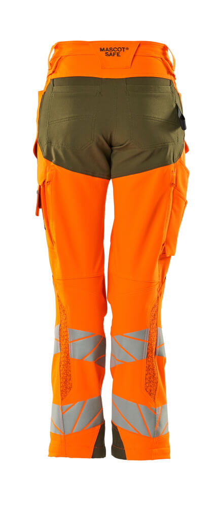 Mascot ACCELERATE SAFE  Trousers with kneepad pockets 19078 hi-vis orange/moss green