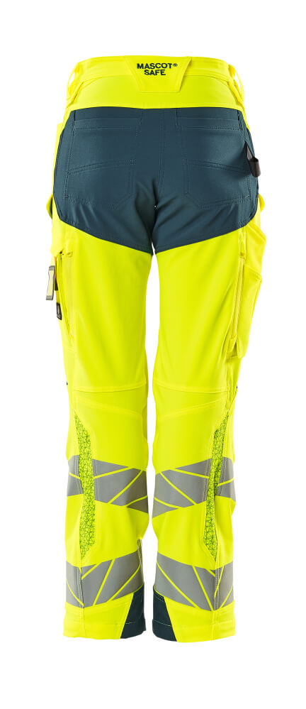 Mascot ACCELERATE SAFE  Trousers with kneepad pockets 19078 hi-vis yellow/dark petroleum