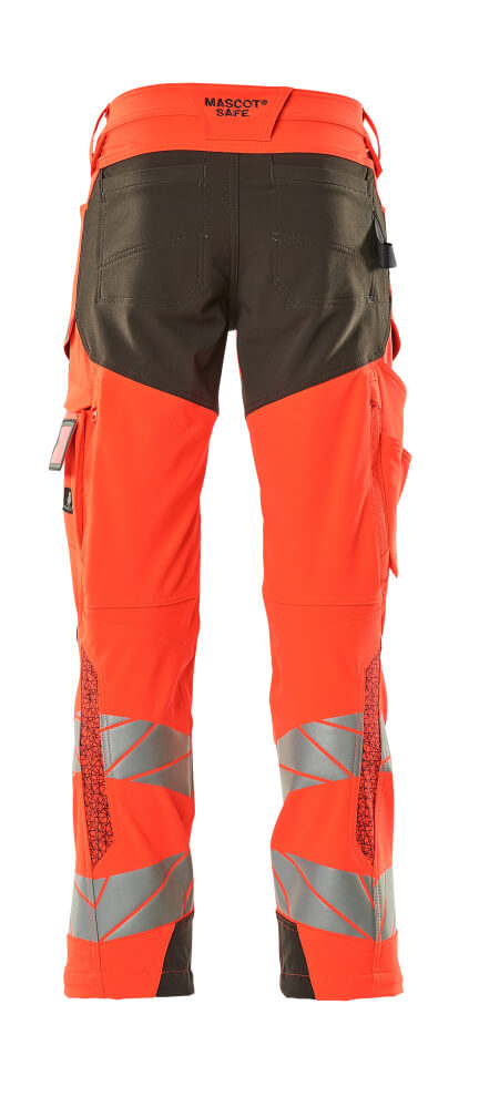 Mascot ACCELERATE SAFE  Trousers with kneepad pockets 19079 hi-vis red/dark anthracite