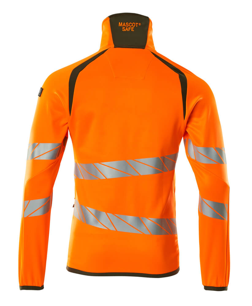 Mascot ACCELERATE SAFE  Fleece Jumper with zipper 19103 hi-vis orange/moss green