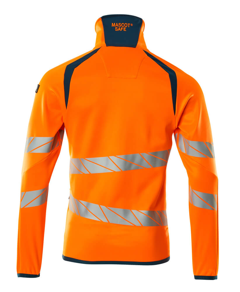 Mascot ACCELERATE SAFE  Fleece Jumper with zipper 19103 hi-vis orange/dark petroleum