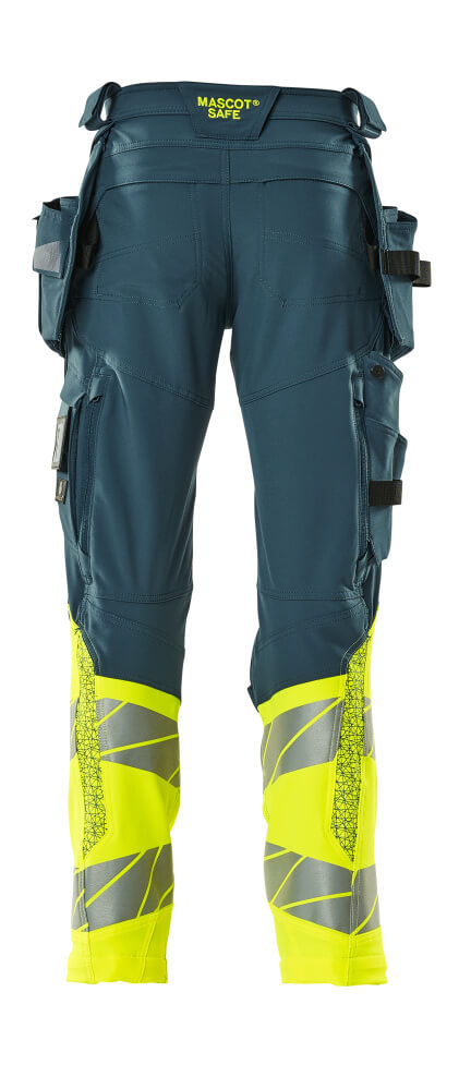 Mascot ACCELERATE SAFE  Trousers with holster pockets 19131 dark petroleum/hi-vis yellow
