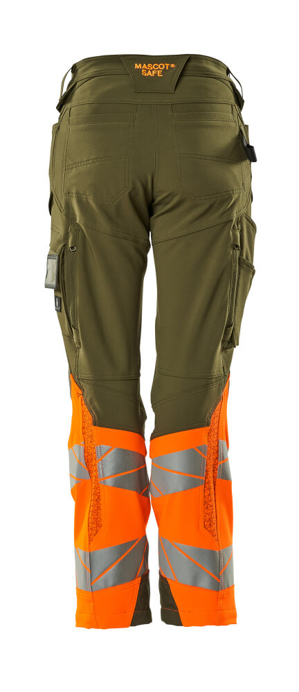 Mascot ACCELERATE SAFE  Trousers with kneepad pockets 19178 moss green/hi-vis orange