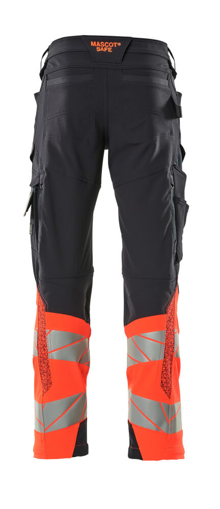 Mascot ACCELERATE SAFE  Trousers with kneepad pockets 19179 dark navy/hi-vis red