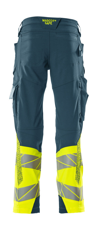 Mascot ACCELERATE SAFE  Trousers with kneepad pockets 19179 dark petroleum/hi-vis yellow