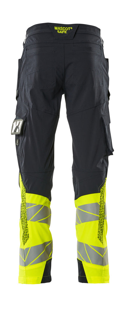 Mascot ACCELERATE SAFE  Trousers with thigh pockets 19379 dark navy/hi-vis yellow