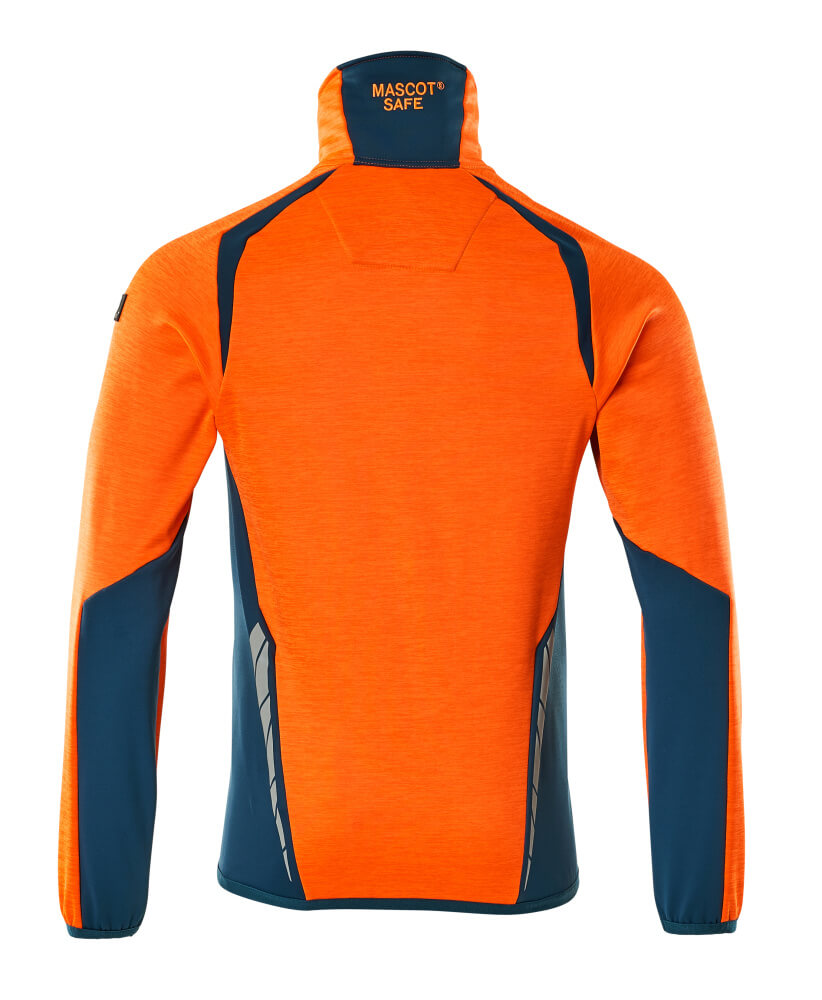 Mascot ACCELERATE SAFE  Fleece Jumper with zipper 19403 hi-vis orange/dark petroleum