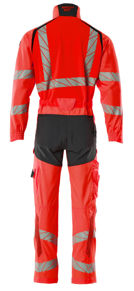 Mascot ACCELERATE SAFE  Boilersuit with kneepad pockets 19519 hi-vis red/dark navy