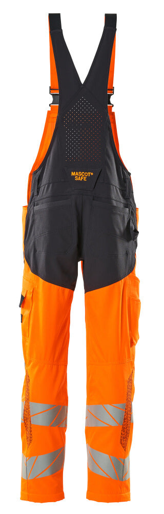 Mascot ACCELERATE SAFE  Bib & Brace with kneepad pockets 19569 hi-vis orange/dark navy