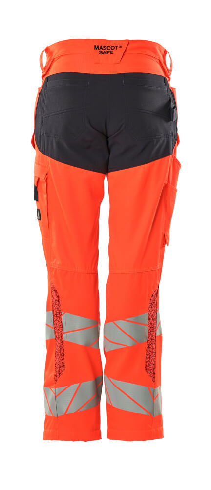 Mascot ACCELERATE SAFE  Trousers with kneepad pockets 19578 hi-vis red/dark navy