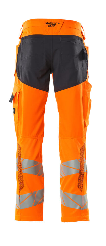 Mascot ACCELERATE SAFE  Trousers with kneepad pockets 19579 hi-vis orange/dark navy