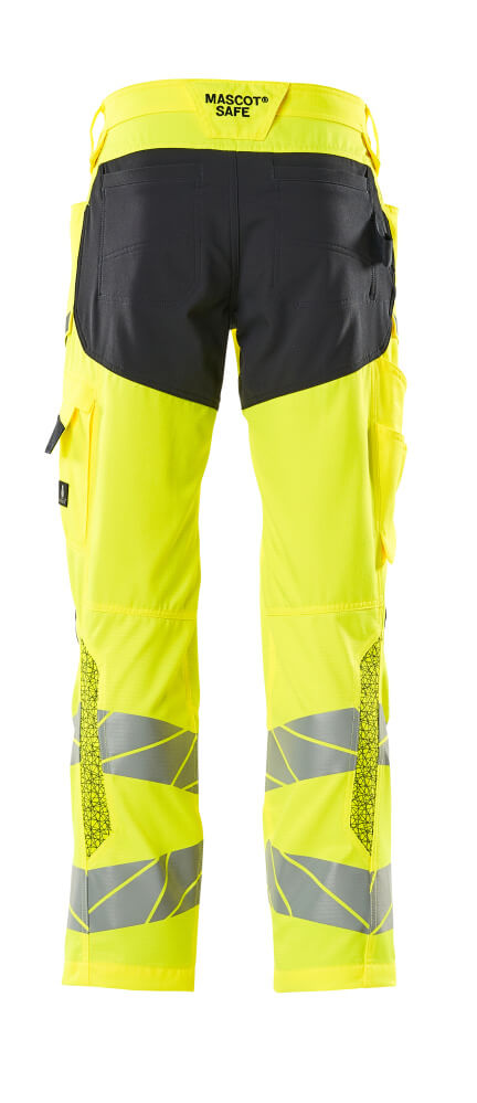 Mascot ACCELERATE SAFE  Trousers with kneepad pockets 19579 hi-vis yellow/dark navy