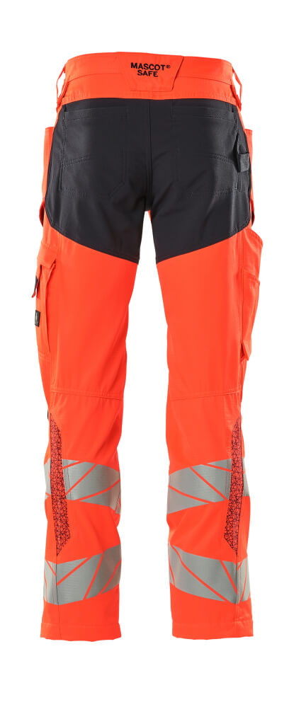 Mascot ACCELERATE SAFE  Trousers with kneepad pockets 19579 hi-vis red/dark navy