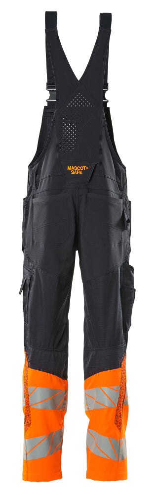 Mascot ACCELERATE SAFE  Bib & Brace with kneepad pockets 19669 dark navy/hi-vis orange