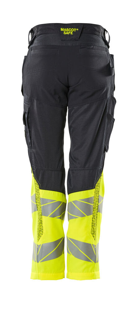 Mascot ACCELERATE SAFE  Trousers with kneepad pockets 19678 dark navy/hi-vis yellow