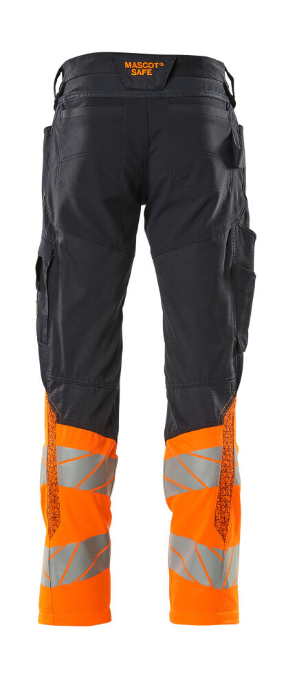 Mascot ACCELERATE SAFE  Trousers with kneepad pockets 19679 dark navy/hi-vis orange