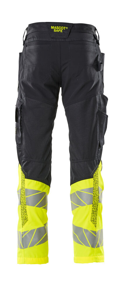 Mascot ACCELERATE SAFE  Trousers with kneepad pockets 19679 dark navy/hi-vis yellow
