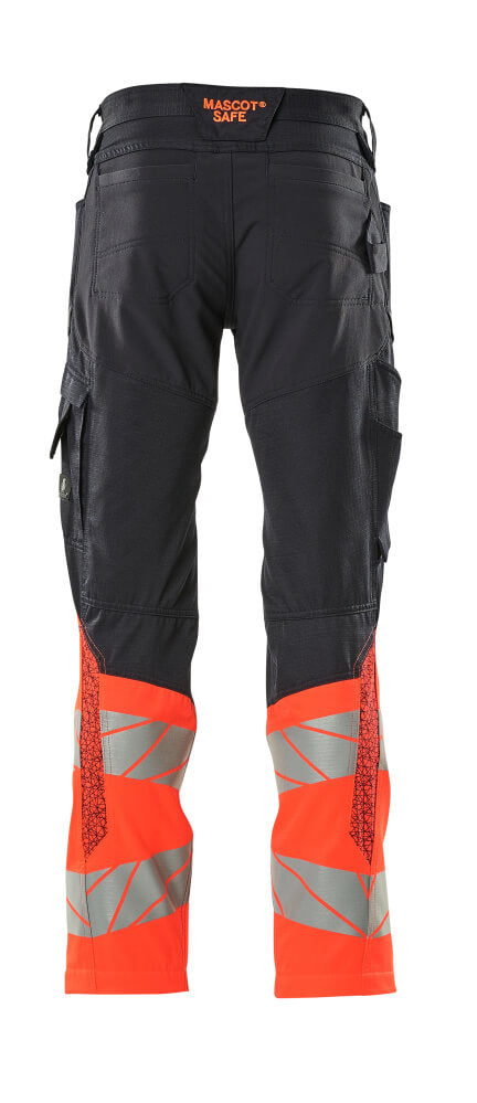 Mascot ACCELERATE SAFE  Trousers with kneepad pockets 19679 dark navy/hi-vis red