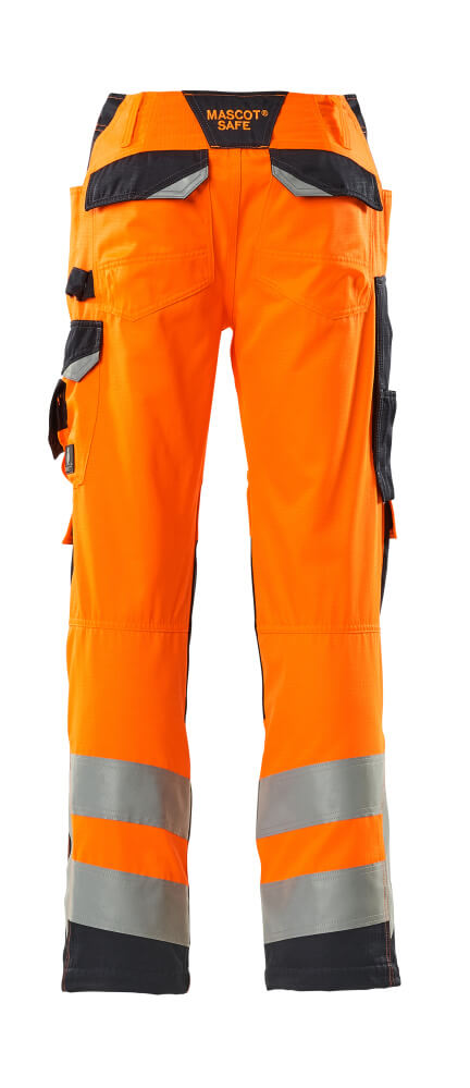 Mascot SAFE SUPREME  Trousers with kneepad pockets 20879 hi-vis orange/dark navy