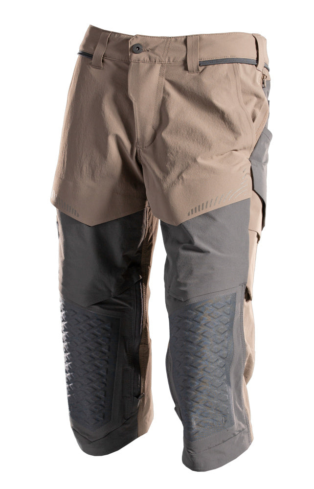 Mascot CUSTOMIZED  ¾ Length Trousers with kneepad pockets 22249 dark sand/stone grey