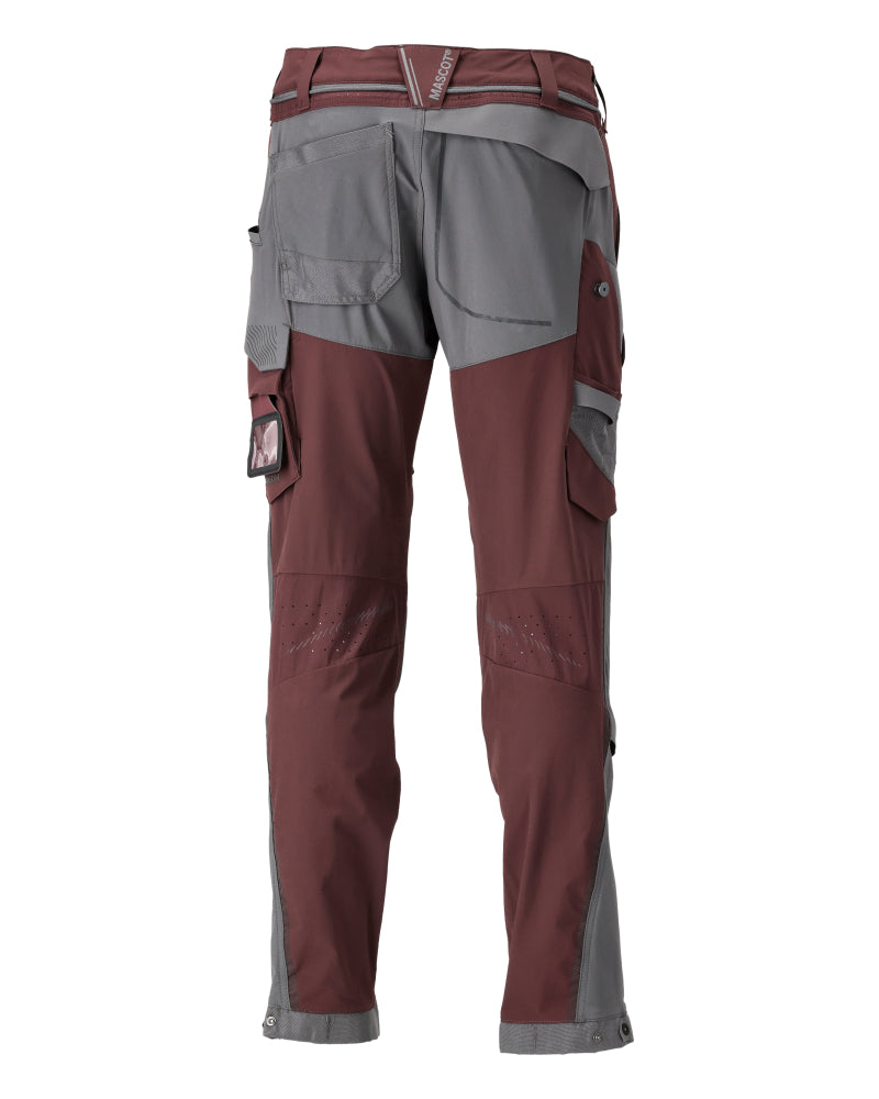 Mascot CUSTOMIZED  Trousers with kneepad pockets 22279 bordeaux/stone grey