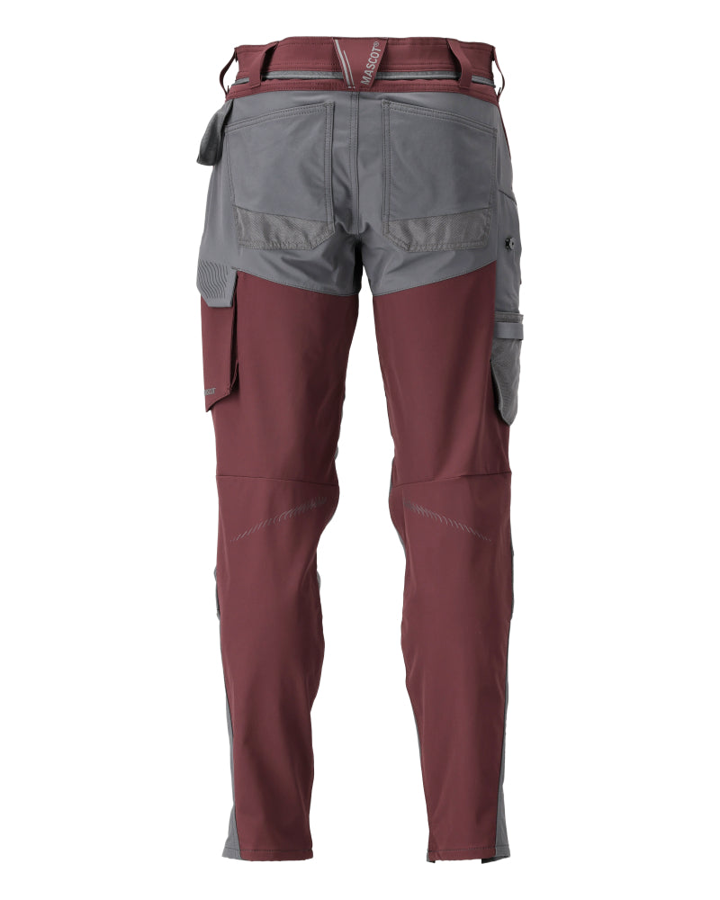 Mascot CUSTOMIZED  Trousers with kneepad pockets 22379 bordeaux/stone grey