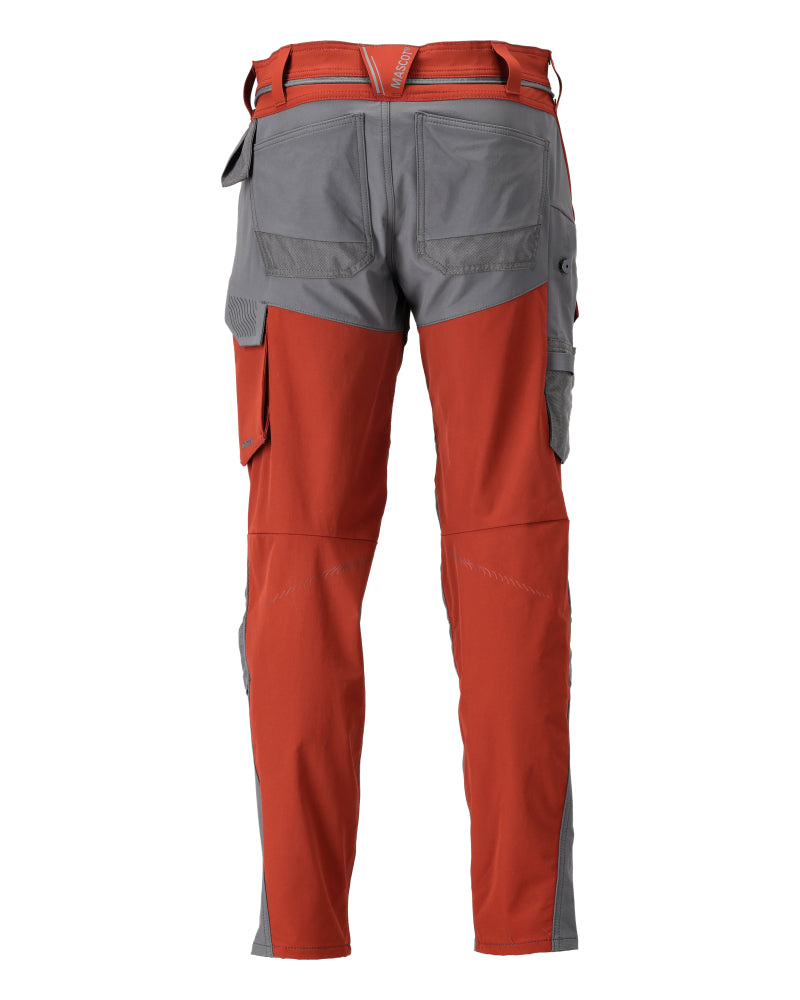 Mascot PERSONNALISÉ Pantalon avec poches genouillères 22379 rouge automne/gris pierre